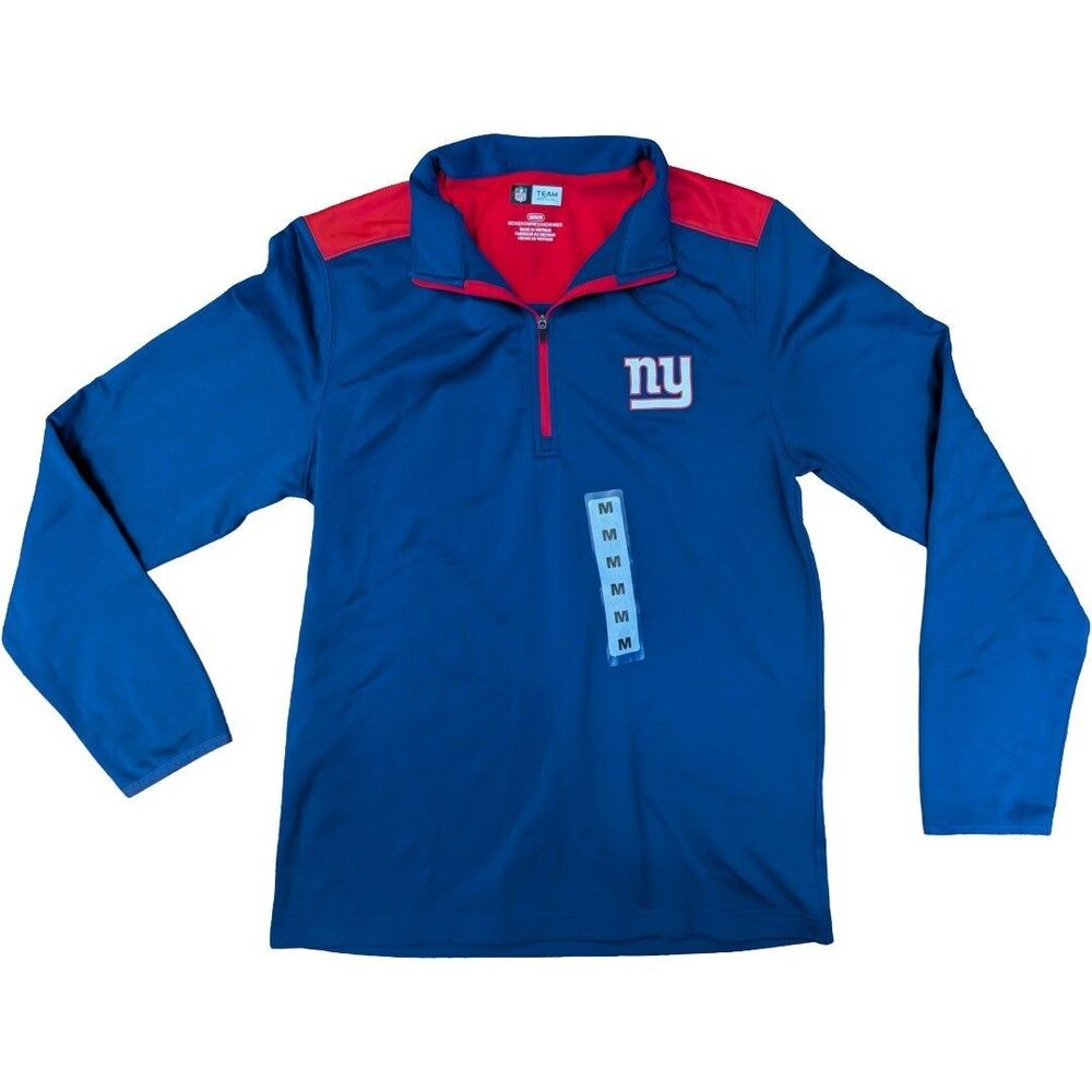 New York Giants NFL Team Apparel Quarter Zip Pullover Mens Medium Blue NFL